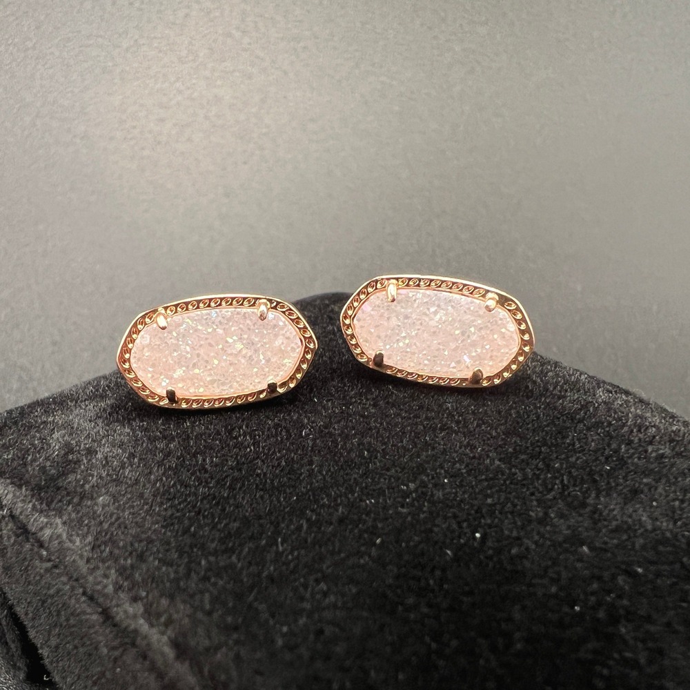 Kendra Scott Ellie Stud Earrings Rose Gold Iridescent Druzy